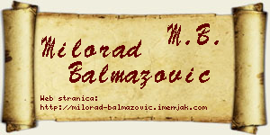 Milorad Balmazović vizit kartica
